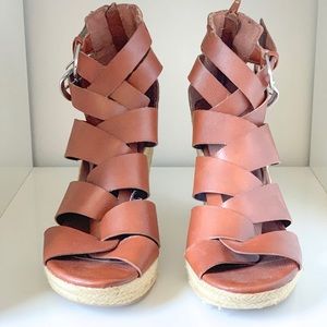 Brown Leather Wedges